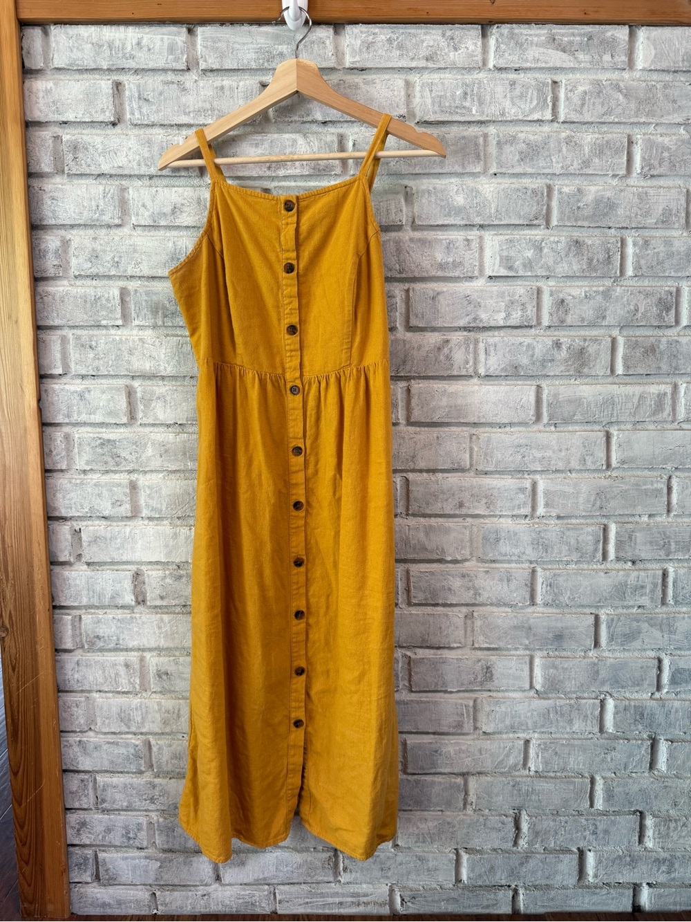 Old Navy Mustard Yellow Button-Front Spaghetti Strap Maxi Dress